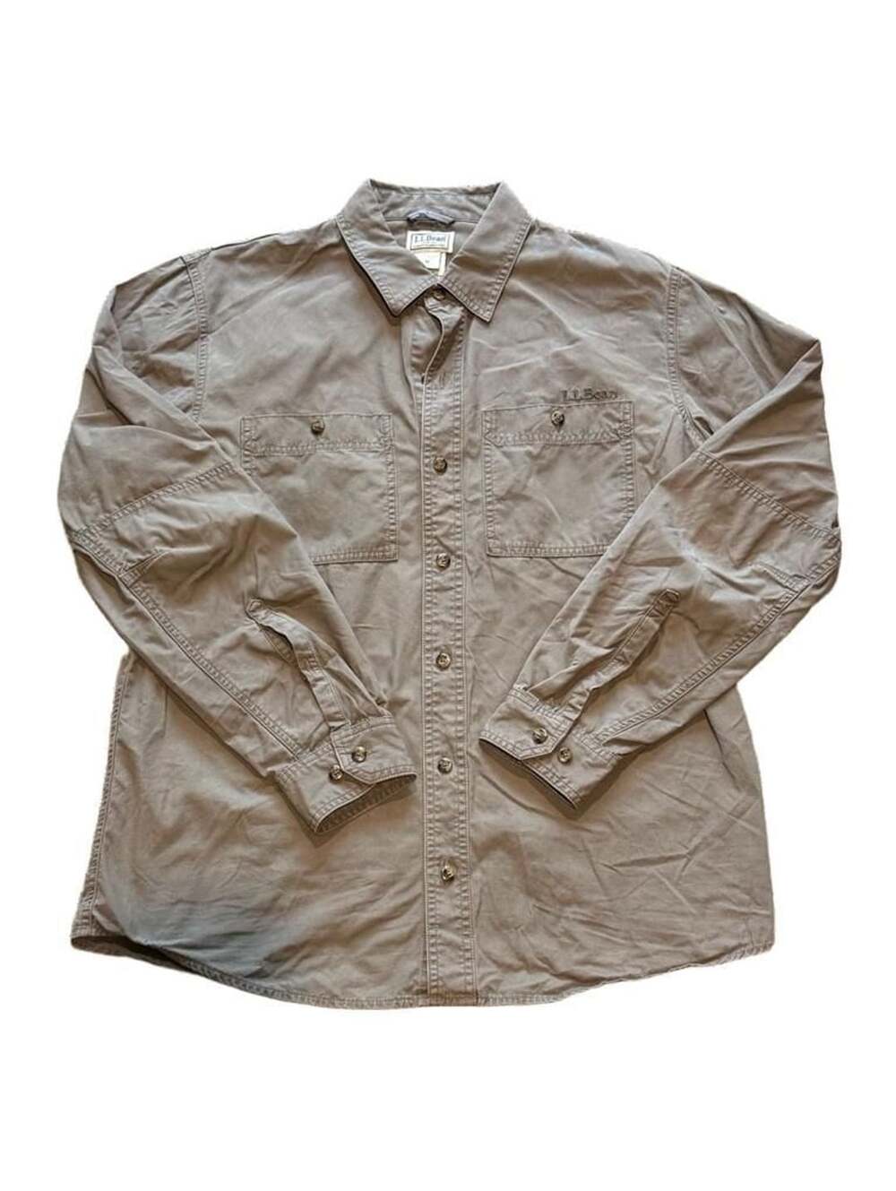 Vintage LL Bean Men's Gray 100% Cotton Workwear Shirt Size Medium